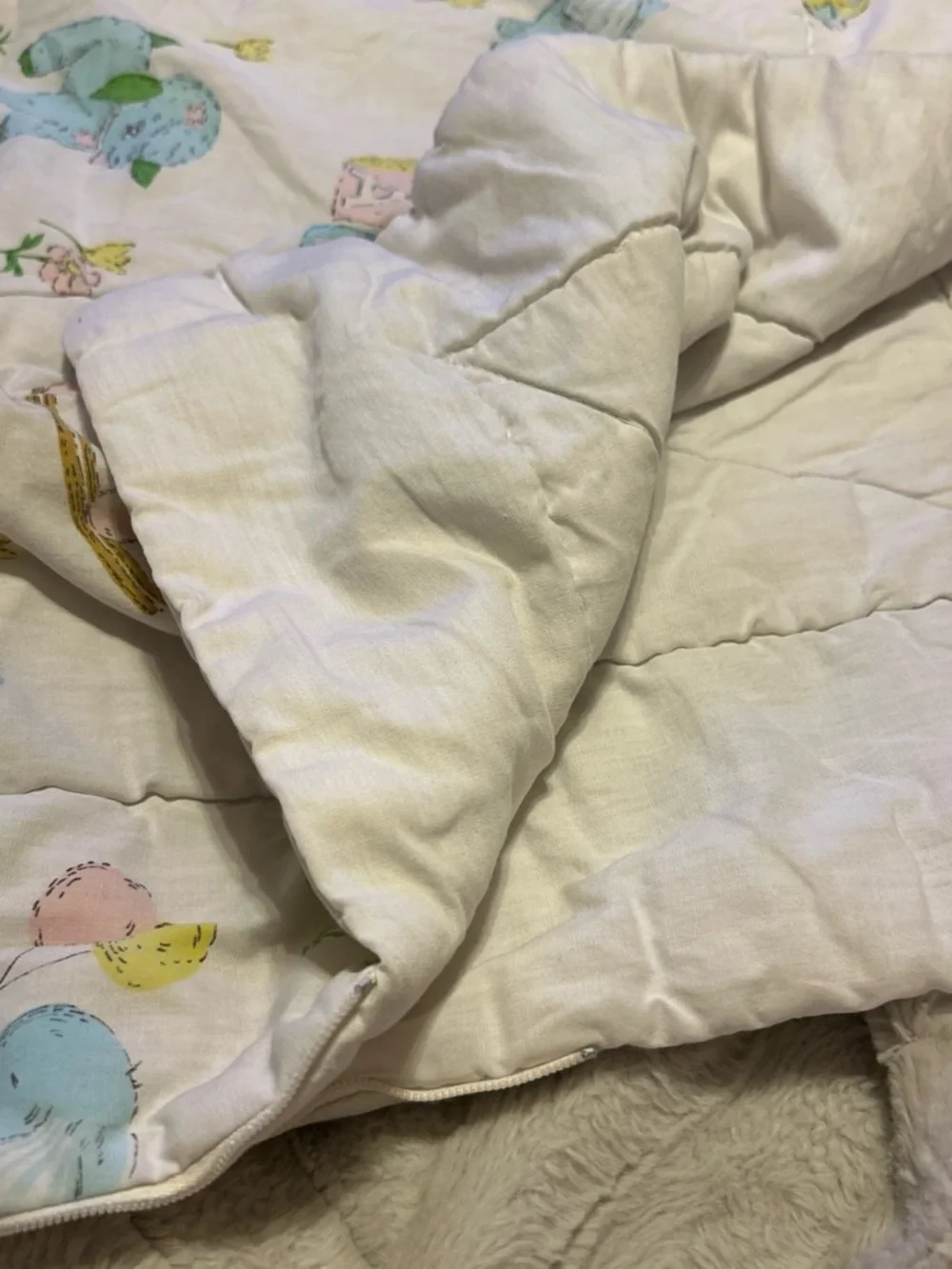 Vintage Baby Pastel Nursery Quilted SleepingbagYellow Blue Pink